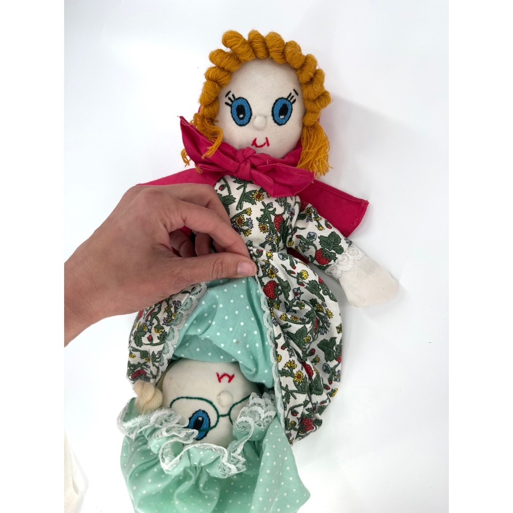 Handmade Little Red Riding Hood Topsy Turvy Doll 3-in-1 Reversible Wolf Grandma